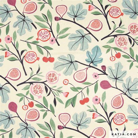 Canvas Slim Figs Cherries Cotton Fabric Katia