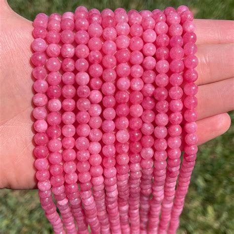 Rhodochrosite Beads Round Natural Gemstone Beads Sold By Inch