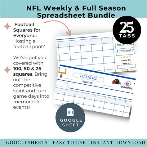 NFL 2023 Schedule Spreadsheet Game Tracker Planner Complete Template ...