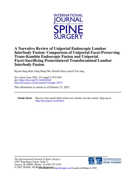 PDF A Narrative Review Of Uniportal Endoscopic Lumbar Interbody