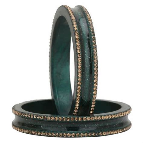 Sukriti Rajasthani Elegant Bottle Green Lac Bangles For Women Set Of