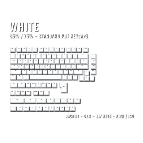 White Backlit Pbt Keycaps 6575 Krome Keycaps Ltd