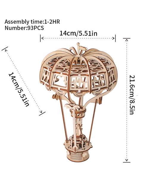 D Wooden Puzzle Hot Air Ballon Assembly Wood Craft Kit Handmand Model