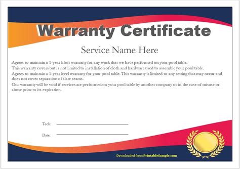 18 Free Sample Warranty Certificate Templates - Printable Samples