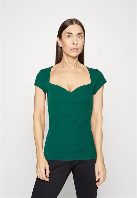 Anna Field T Shirts Basic Dark Green Mørkegrøn Zalando Dk