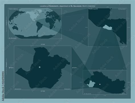 Sonsonate, El Salvador. Described location diagram Stock Illustration ...