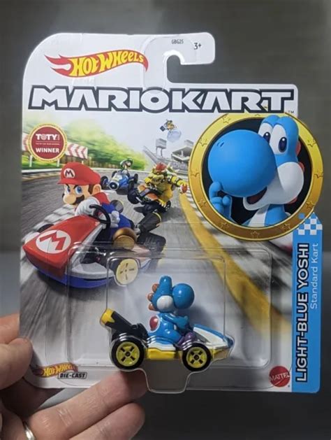 Super Mario Bros Kart Hot Wheels Die Cast Vehicle Light Blue Yoshi Standard £1325 Picclick Uk