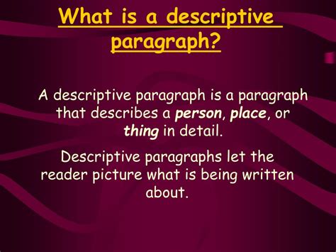 PPT Writing A Descriptive Paragraph PowerPoint Presentation Free