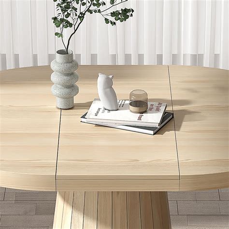 Extendable Japandi 6 Seater Dining Table Whitewash Oval Round Homary