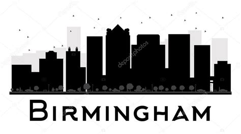 Birmingham City Skyline Black And White Silhouette — Stock Vector