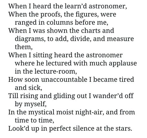 Walt Whitman When I Heard The Learnd Astronomer Pretty Words