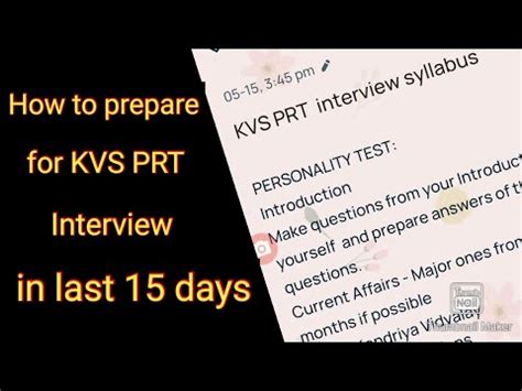 How To Prepare For Kvs Prt Interview In Last Days Kvs Prt