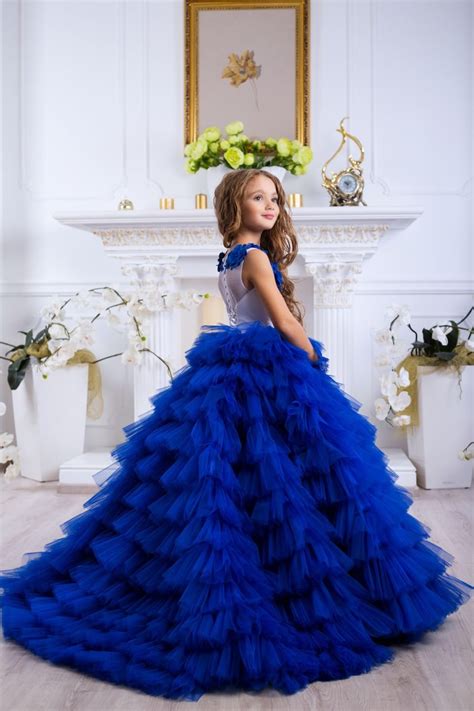 Beautiful Royal Blue Flower Girl Dress Birthday Wedding Etsy