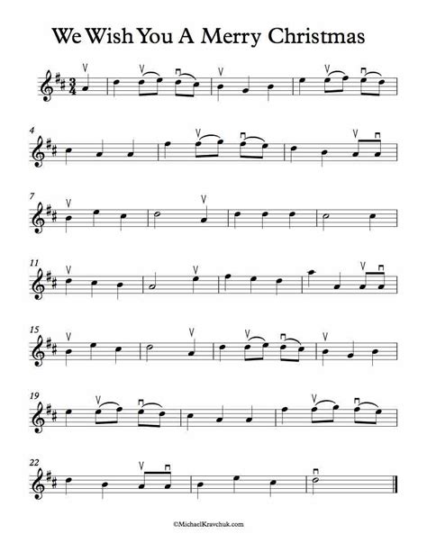 Free Violin Sheet Music We Wish You A Merry Christmas Michael Kravchuk