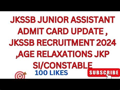 Jkssb Junior Assistant Admit Card Update Jkssb Recruitment Age