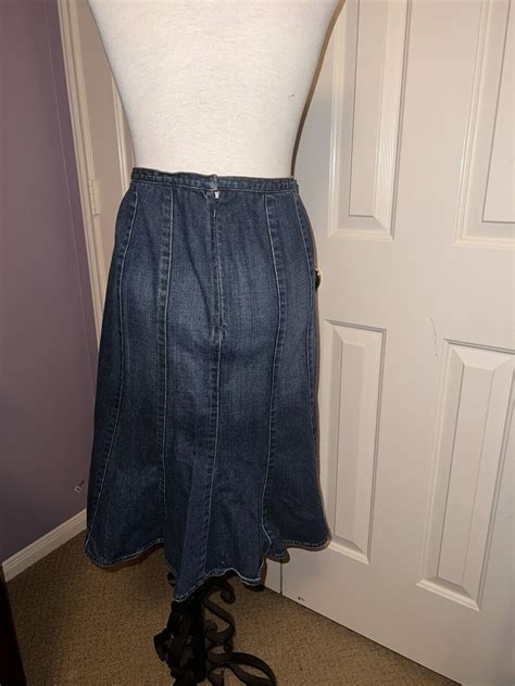 Liz Claiborne Jean Denim Skirt Mermaid Tail Flare Gem