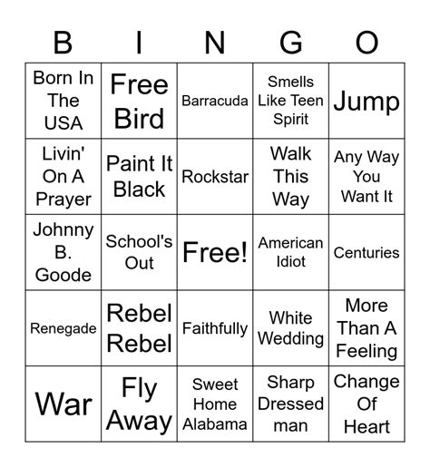 Hits Mix Bingo Card