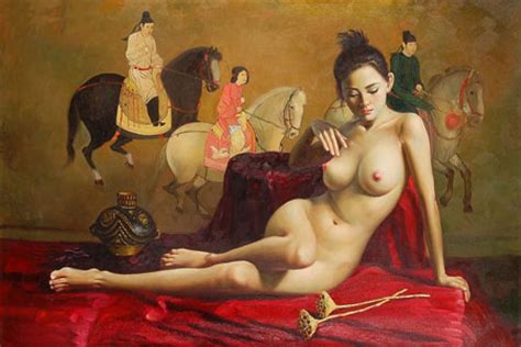 Quadro Nudo Orientale Di Zeng Yu Nudi Falso D Autore 90x60cm Pittura