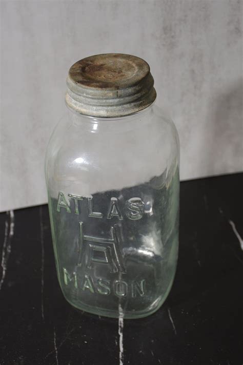 Antique Canning Jar Hazel Atlas Mason Jar With Zinc Lid Hazel Atlas