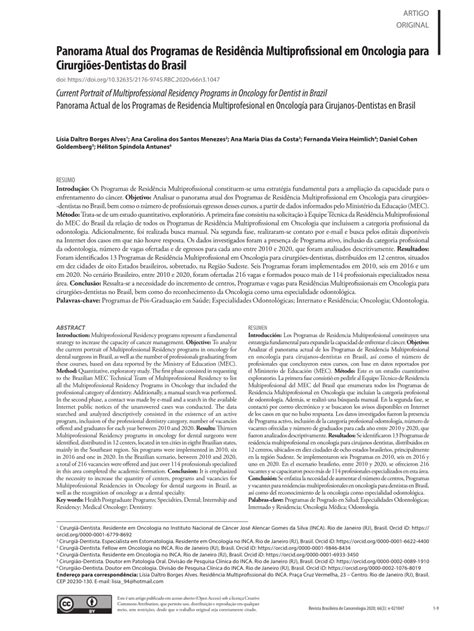 Pdf Panorama Atual Dos Programas De Resid Ncia Multiprofissional Em