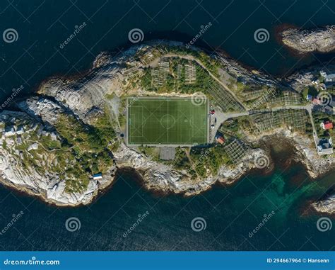 Henningsvaer Football Field Seen from the Air Stock Photo - Image of ...