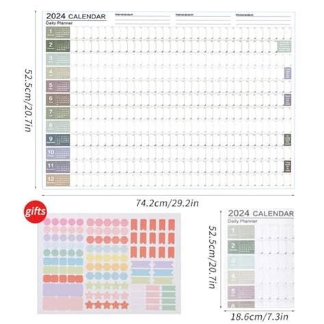 Calendario Pared 2024 Académico Familiar Oficina Escuela 74 2 x 52 5 cm