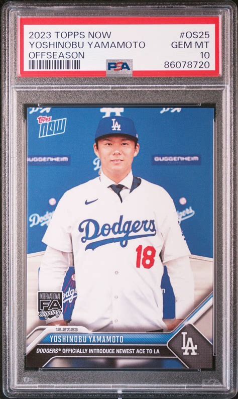 目立った傷や汚れなしPSA10 2023 Topps Now OS 25 山本由伸 ドジャー入団会見カード Yoshinobu