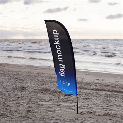 Banner Flag At The Beach Mockup Mockups Design