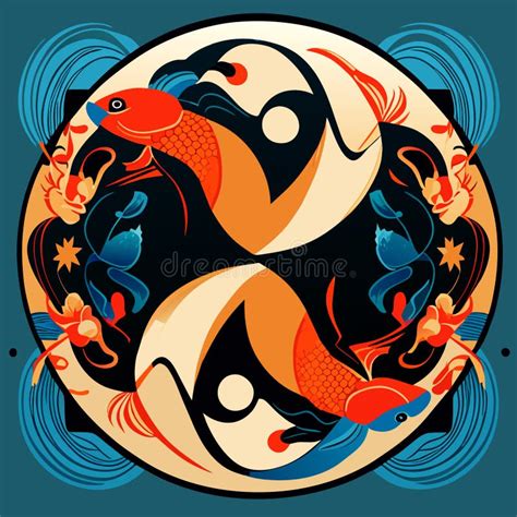 Koi Fish in the Circle. Vector Illustration of Koi Fish Stock Image - Image of japan, ornament ...