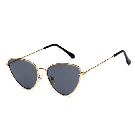 Yooske Accessories Retro Black With Gold Cat Eyes Womens Sunglasses