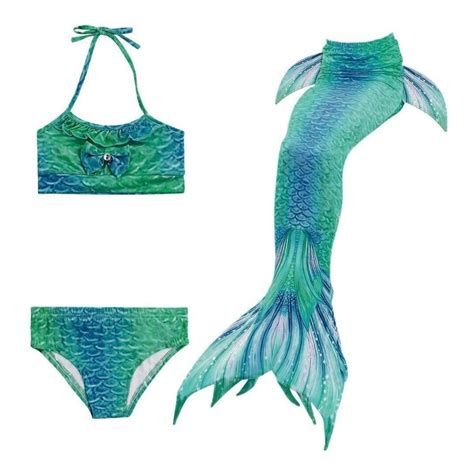 Malla Bikini Cola Sirena Premium Infantil Niñas Traje Baño Variante Diseño Azul Verde Atrix