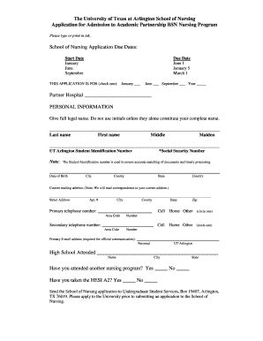 Fillable Online Application For Bsn Admissiondocx Fax Email Print