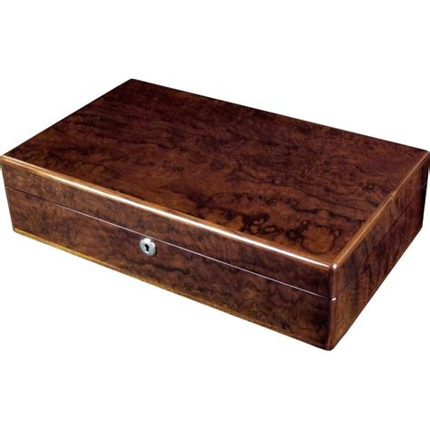 English Burl Walnut 12 Watch Storage Box With Lock Hillwood