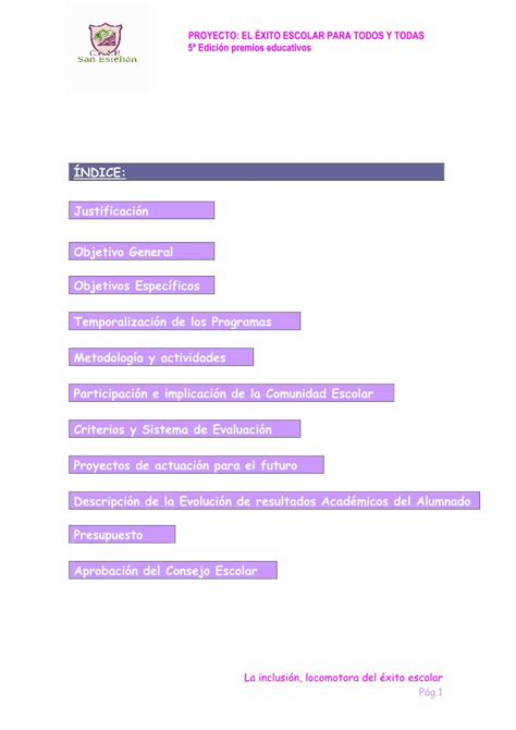 Pdf Proyecto El Xito Escolar Para Todos Y Pdf Fileobjetivo