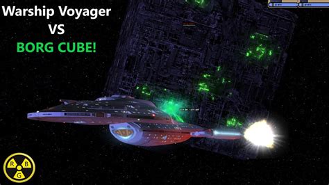 Warship Voyager VS Borg Cube EVIL Janeway Star Trek Ship Battle