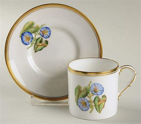 Williamson Flower Flat Demitasse Cup Saucer Set By Royal Worcester