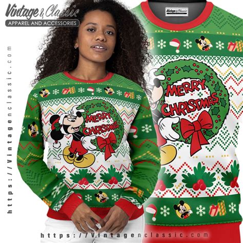 Merry Christmas Mickey Disney Ugly Sweater Vintagenclassic Tee