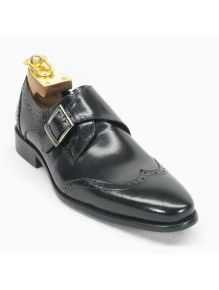 Mens Carrucci Monk Strap Etching Design Wing Toe Style Fash