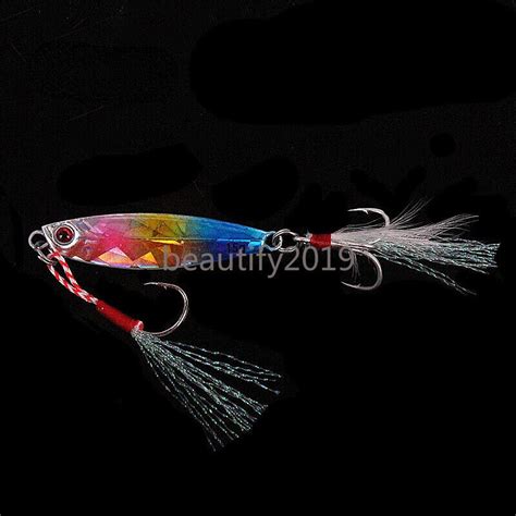 9 Pack Metal Jig Jigging Spoon Lure Vertical Diamond Jig Long Casting