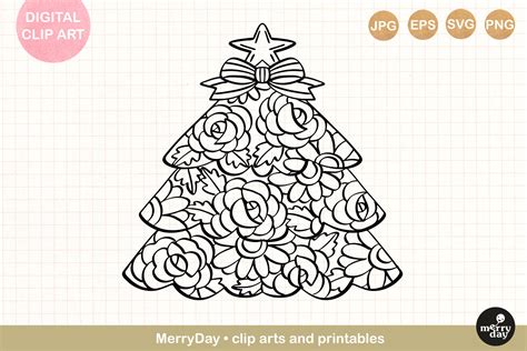 Christmas Tree Ornament Line Art Graphic by MerryDay · Creative Fabrica