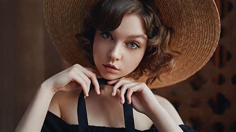 Online Crop HD Wallpaper Olya Pushkina Women Model Brunette