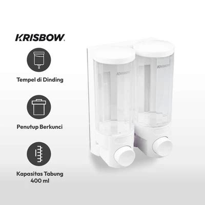 Jual Krisbow 400 Ml Dispenser Sabun Cair Dua Tabung Putih Terbaru