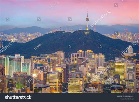 Downtown Seoul City Skyline Cityscape South Stock Photo 2188435531