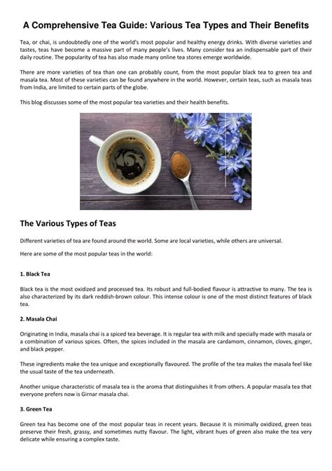 PPT A Comprehensive Tea Guide Various Tea Types And Their Benefits