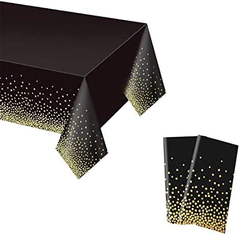 FINDIR 4PCS Nappe de Table de Fête Réutilisable Nappe à Pois Dorés