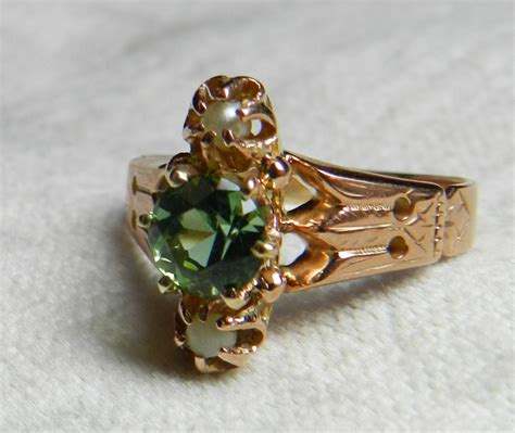 Green Garnet Ring Victorian Green Garnet Engagement Ring Seed