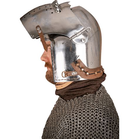 Medieval Bascinet Helmet With Visor Polished