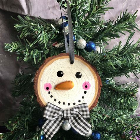 Snowmen Wood Slice Ornament Snowman Ornament 3 Inch Etsy