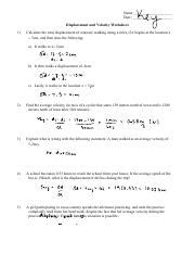 Displacement And Velocity Worksheet Key Pdf Name Date Displacement