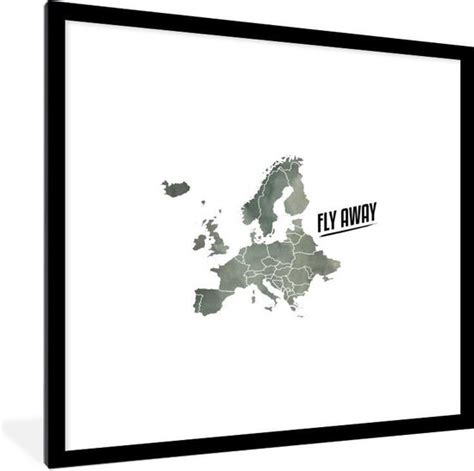 Fotolijst Incl Poster Kaart Europa Aquarel Letters 40x40 Cm